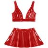 Γυναικεία 2τμχ λουστρίνι σέξι σουτιέν μπλουζάκι με φουντωτές μίνι φούστες Σετ Rave Dance Party Clubwear
