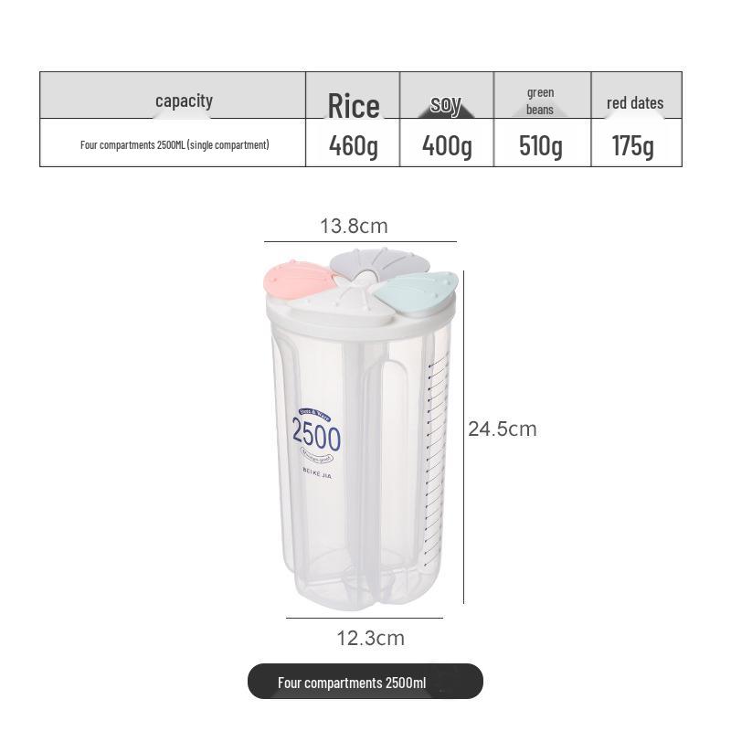 Transparent Sealed Kitchen Storage Box with Lid for Grains and Cereals