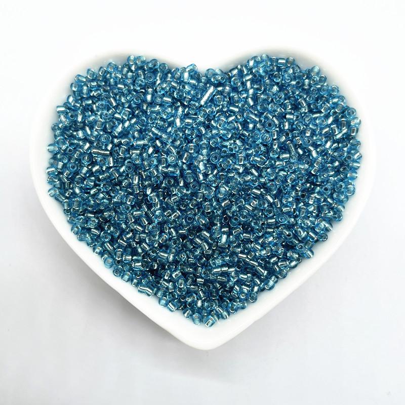 450g/Beutel 2mm 3mm 4mm Effekt der Silberfarbe Gefütterte Charms Glas-Samenperlen DIY Armbandperlen für Schmuckherstellung Zubehör