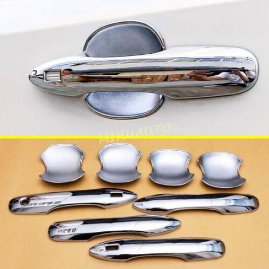 For -2024 Toyota Corolla Cross Chrome Car Door Handle Cover + Bowl Cup Trims