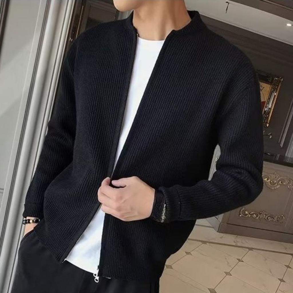 New Autumn and Winter Sweaters, Knitted Jackets, Men's Cardigans, Warm and Slim Fit Business Solid Color Sweaters