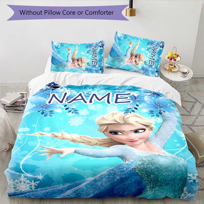 3pcs Frozen8 Cover Set - Personalized Name, HD Printed Bedding with 1 Cover and 2 Pillowcases - Perfect for Home Decor, Easy Care