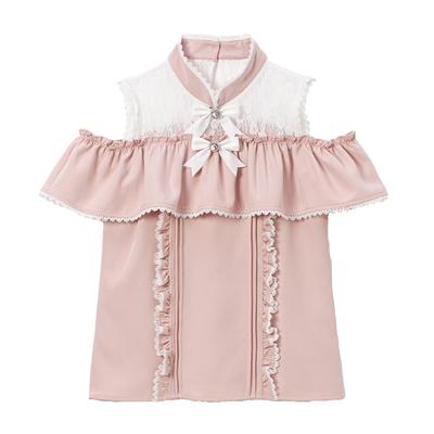 Ruffled Off-the-Shoulder Blouse, Pink, Size M, Landmine Style, Sickly Cute, Mass-Produced, Dream View