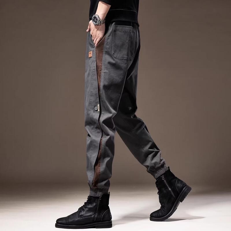 Men s American Style Color-block Loose Fit Workwear Jogger Pants 4XL