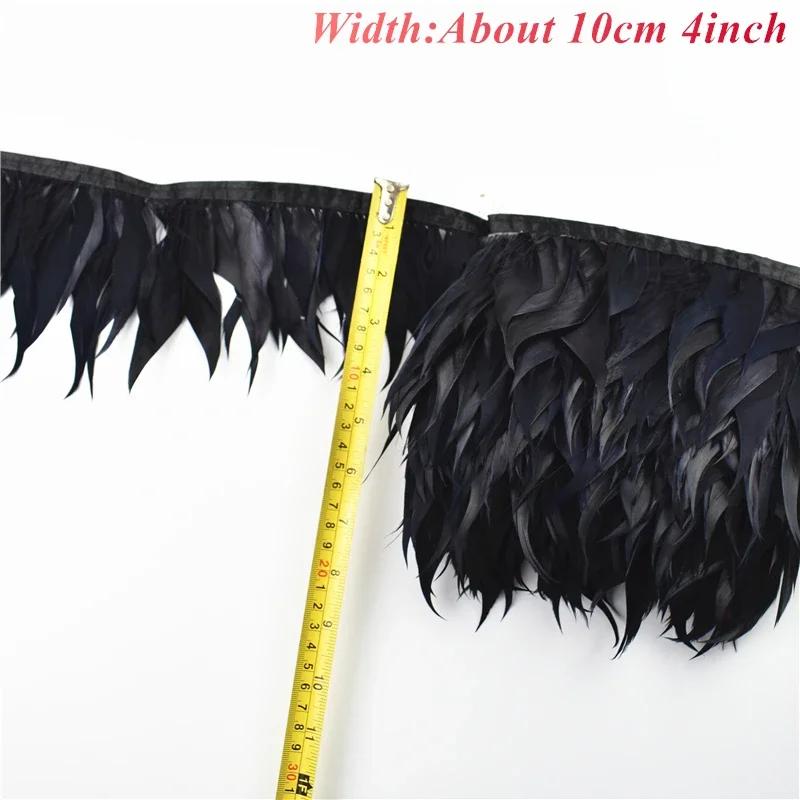 1Meters White Black Pheasant Feathers On Tape Ribbon Turkey Ostrich Fringe Feather Trim Goose Marabou Sewing Clothes DIY Plumes