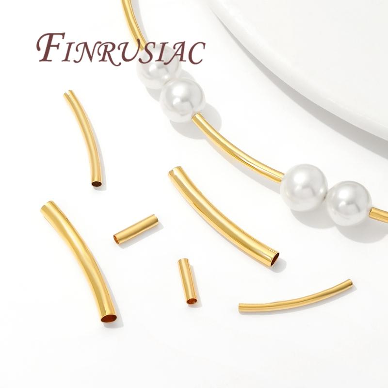 30/60PCS 18K Gold Plated Tubes For Jewelry,Spacer Beads,Separators For Bracelets,Tube Beads,DIY Jewelry Making Accessories