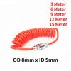 1pcs Spring Pipe 3M 6M 9M 12M 15M OD 8mm X ID 5mm Flexible PU Recoil Hose Tube for Compressor Air Tool Collocation Fittings