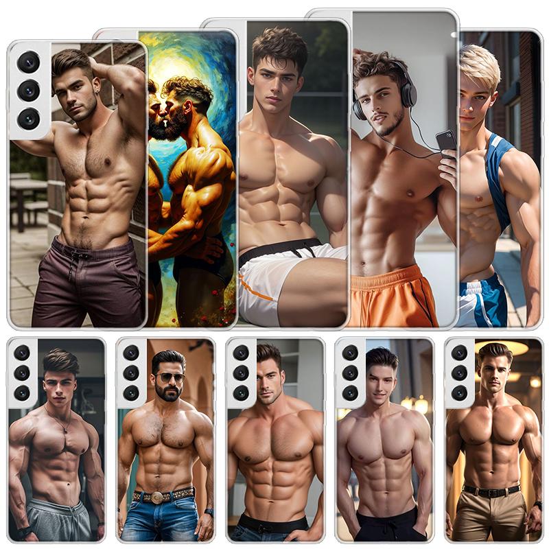Sexy Muscle Man Gay Fitness Soft Case For Samsung Galaxy S25 S24 S23 S22 Ultra Phone Cover S20 FE S21 Plus S25 Edge + Funda Coqu