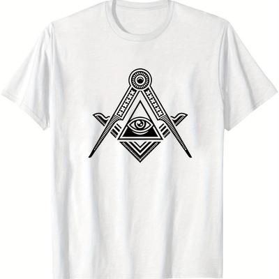 Vrijmetselaars Oog & Passer T-shirt, Zacht Ademend & Kleurvast, Klassieke Pasvorm voor Dagelijkse Casual Kleding