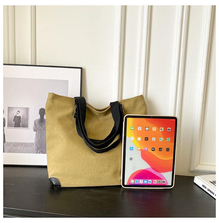 Japanese Style Canvas Tote: Versatile, Fashionable Shoulder Bag for College, Campus & Commuting