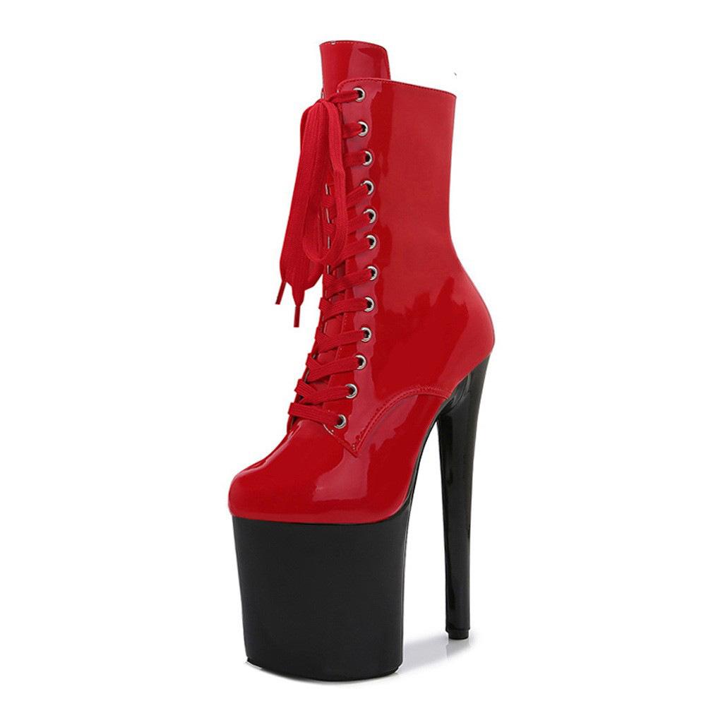 Shoes Women's Patent Leather Short Boots - 20cm Ultra High Heel with Platform, for Pole Dance, Runway, Nightclub - 26 Color Choose