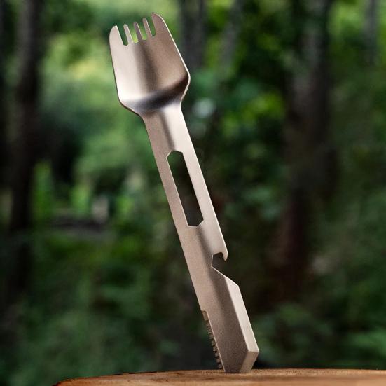 1/2/3Pcs 10-in-1 Multifunction Spoon Stainless Steel Fork Spoon Cutter Peeler Bottle Can Opener Sawteeth Spreader Pry Tools Outdoor Camping