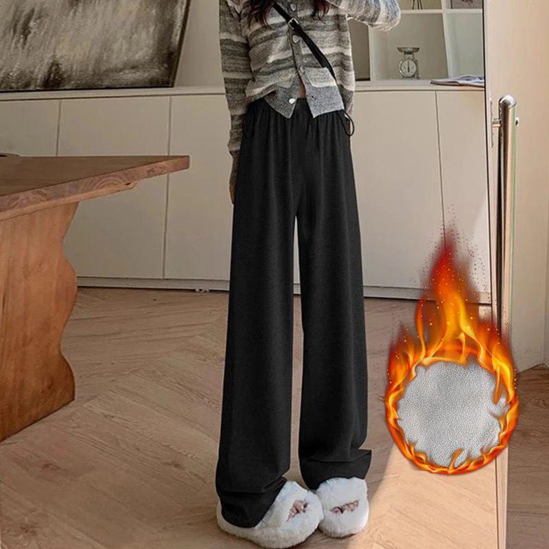 Maternity Wide-Leg Belly Support Pants - Autumn/Winter Fashion, Plus Velvet