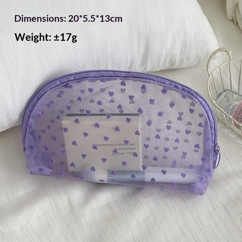 Heart Transparent Mesh Makeup Bag Multifunction Portable Women Cosmetic Storage Pouch Ladies Toiletry Lipstick Organizer Bags
