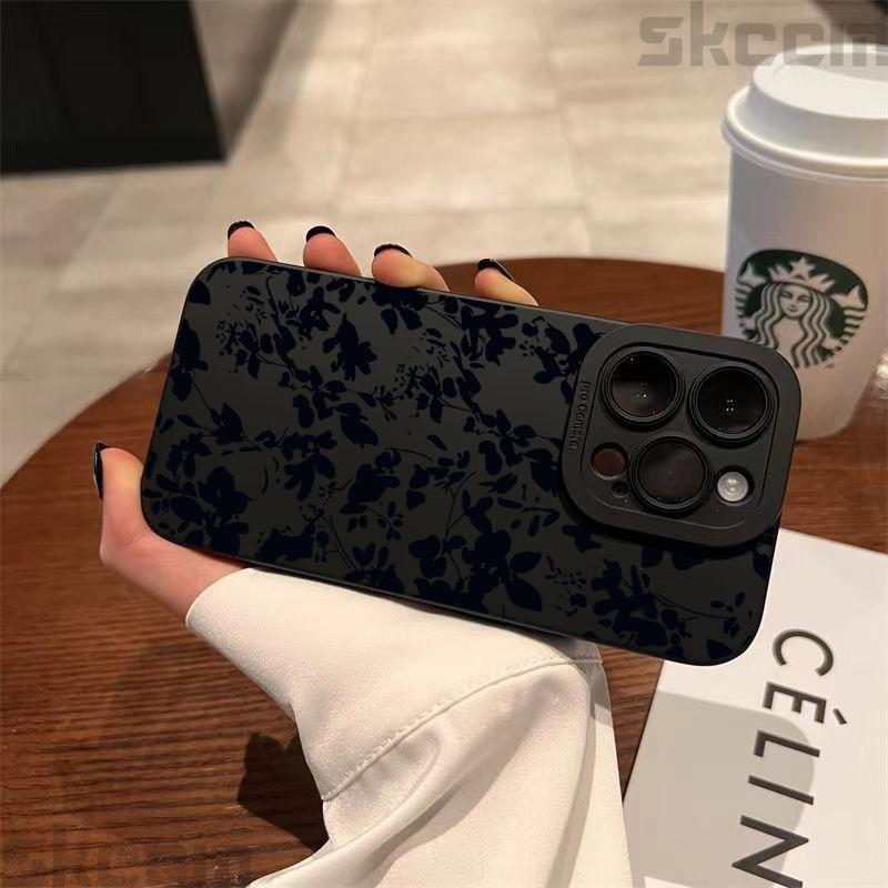 Vintage Sketch floral Phone Case For iPhone 16 Pro 15 14 11 12 13 Pro Max X XS XR 7 8 15 16 Plus Shock-proof Silicone Soft Cover