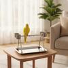 Bird Play Stand with Cups Easy To Clean Stainless Avian Compact for Parrots, Feeding