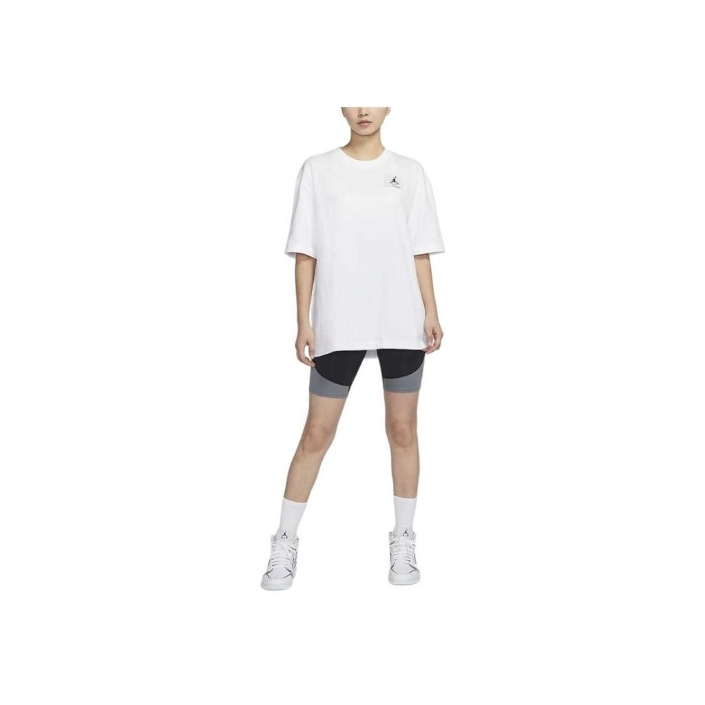 Jordan Solid Color Crew Neck Logo Print Short Sleeve T-Shirt Women Tops White DD7058-100