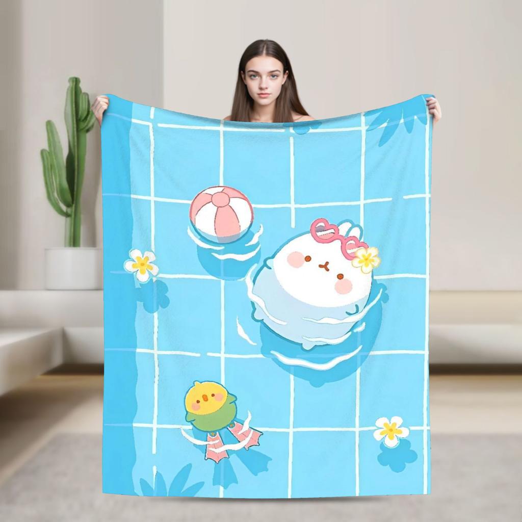 M-Molangs with Piupiu  Blanket Quality Warm Soft  Throw Blanket Autumn Travel Bedroom Pattern Bedspread