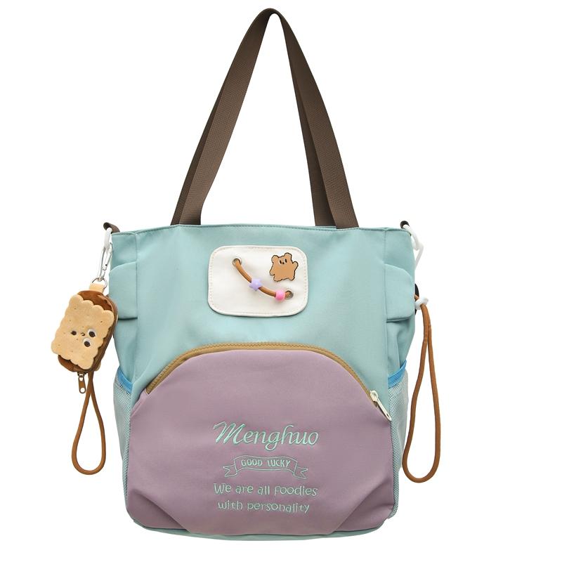 Симпатичный женский рюкзак большой емкости с цветными блоками — фото 28