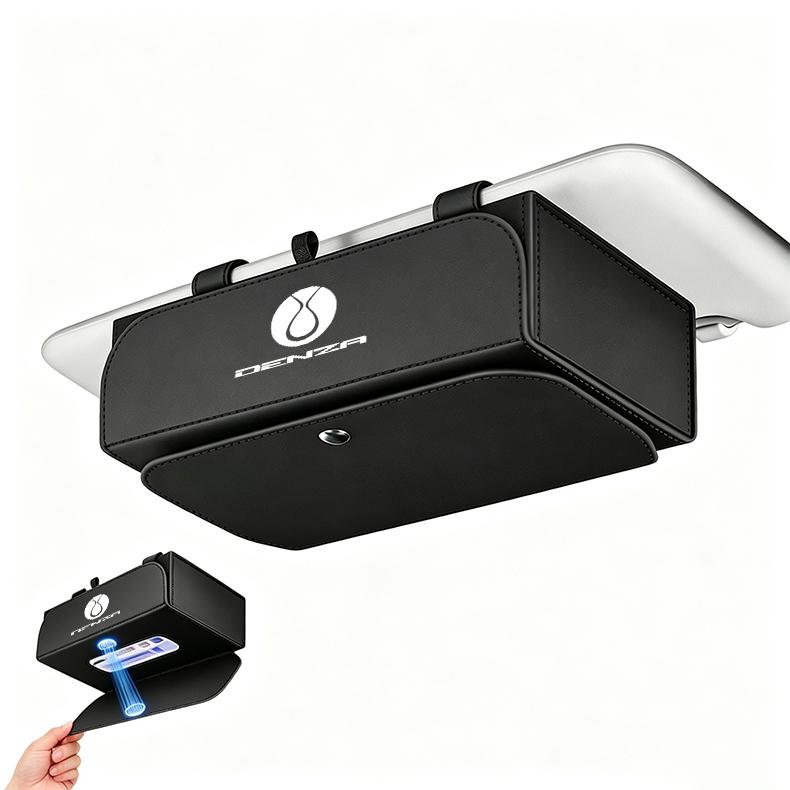 For DENZA Car Sun Visor Tissue Holder, One-Hand Access Tissue Box Cover, Skin-Feel Leather Light Luxury Interior Organizer