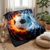 Fire and Ice Soccer Ball Theme Blanket Lightweight Warm Flannel Blanket Decorative Throw Blanket for Home Decoration