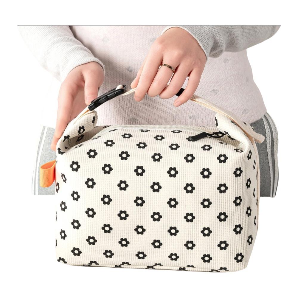Waterproof Printed Food Handbag Floral Printed Picnic Bag Floral Corduroy Lunch Bag  Hiking Style 2