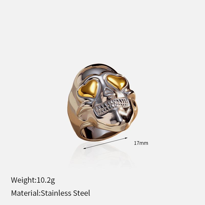 Europe and the United States hot-selling 18k gold electroplating exaggerated skull, stainless steel ring ring