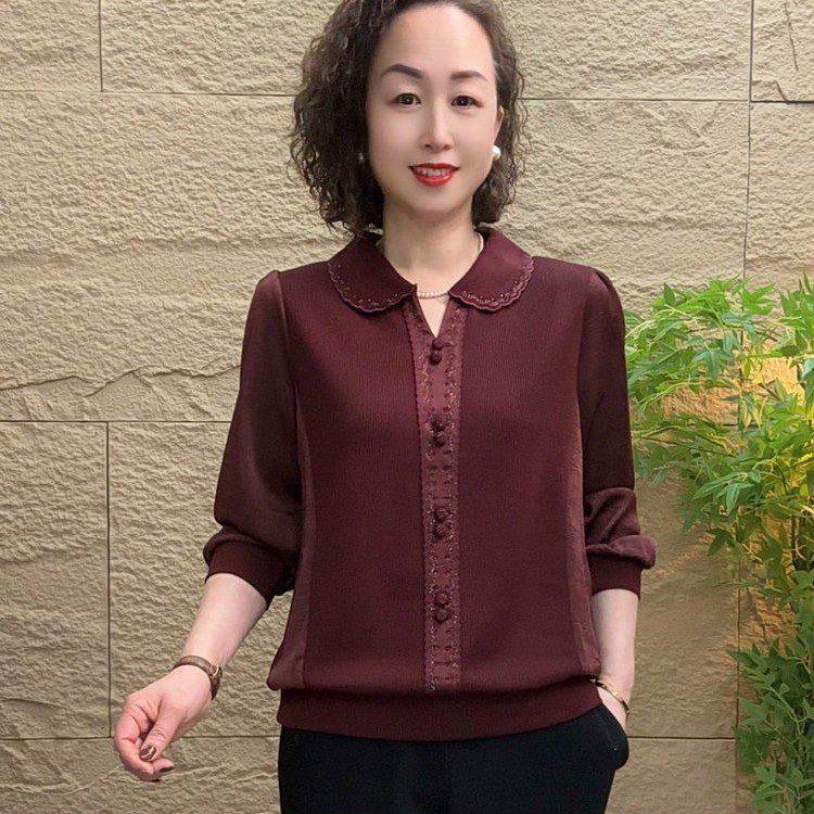 2026 Spring & Autumn Long-Sleeve Stylish T-shirt for Middle-aged Women