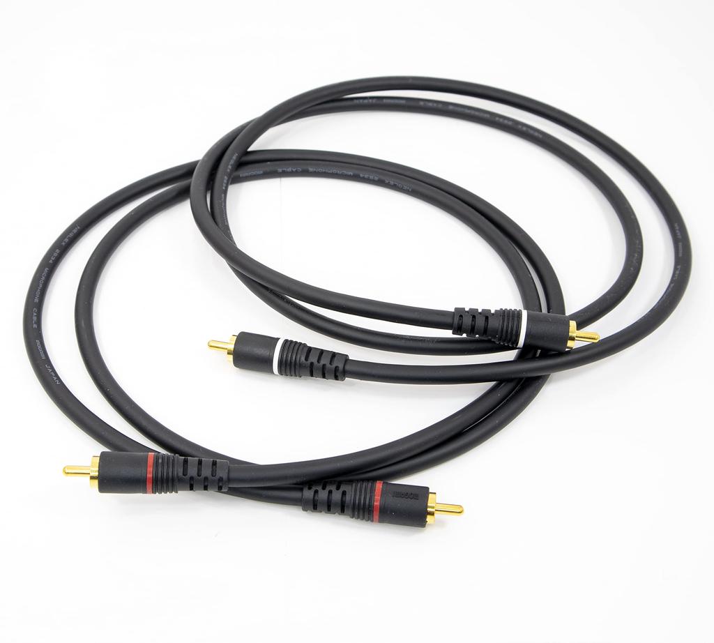 RCA High-Grade Audio Cable, 2-Pack, 0.5m, Made by Mogami Electric Wire, MOGAMI 2534, Made in Japan, Includes Wooden Storage Box