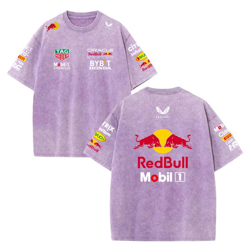Red Bull 2026 Zomer F1 Racepak  Vestapan Team Uniform Korte Mouwen Vintage Was T-shirt Rond Hals T-shirt S