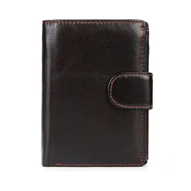 Portafoglio uomo Cera olio Pelle bovina Portafogli in vera pelle Portamonete Frizione Hasp Aperto Portafoglio corto retrò di alta qualità 13,5 cm