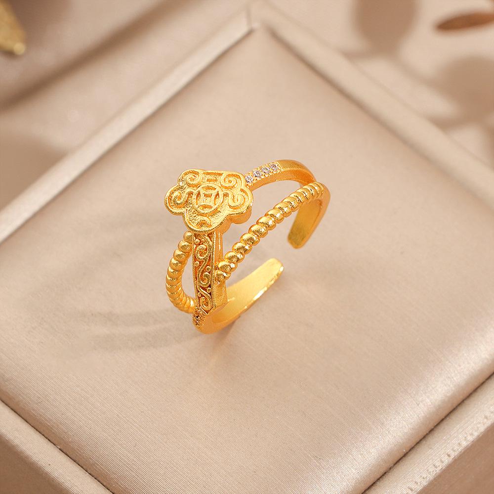 Douyin Bestseller: Copper Coin Treasure Basin Yuanbao Ring - Fashionable Gift for Girlfriend