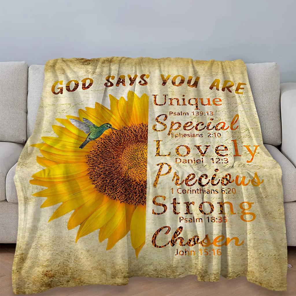 Sunflower Print Super Soft Throw Blanket for Bed Couch Sofa Lightweight Travelling Camping Throw Size for Kids Adults Women Boys