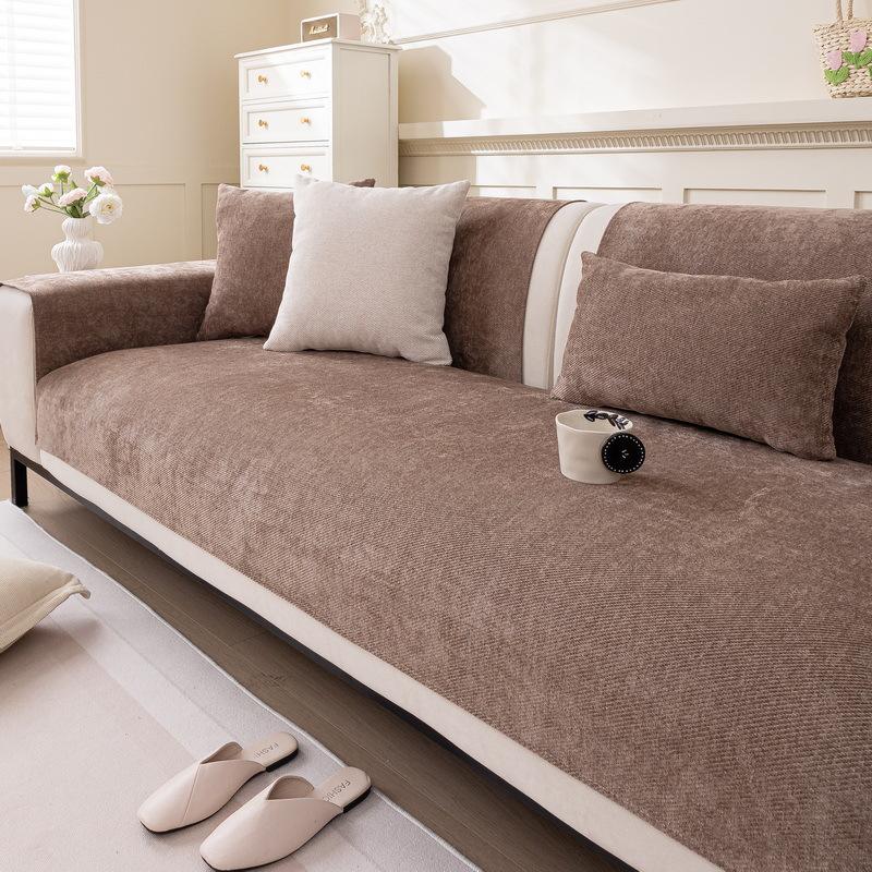 Light Luxury Solid Color Sofa Seat Cushion  New Four-Season Universal Simple High-End Cloth Cover Sofa Cover