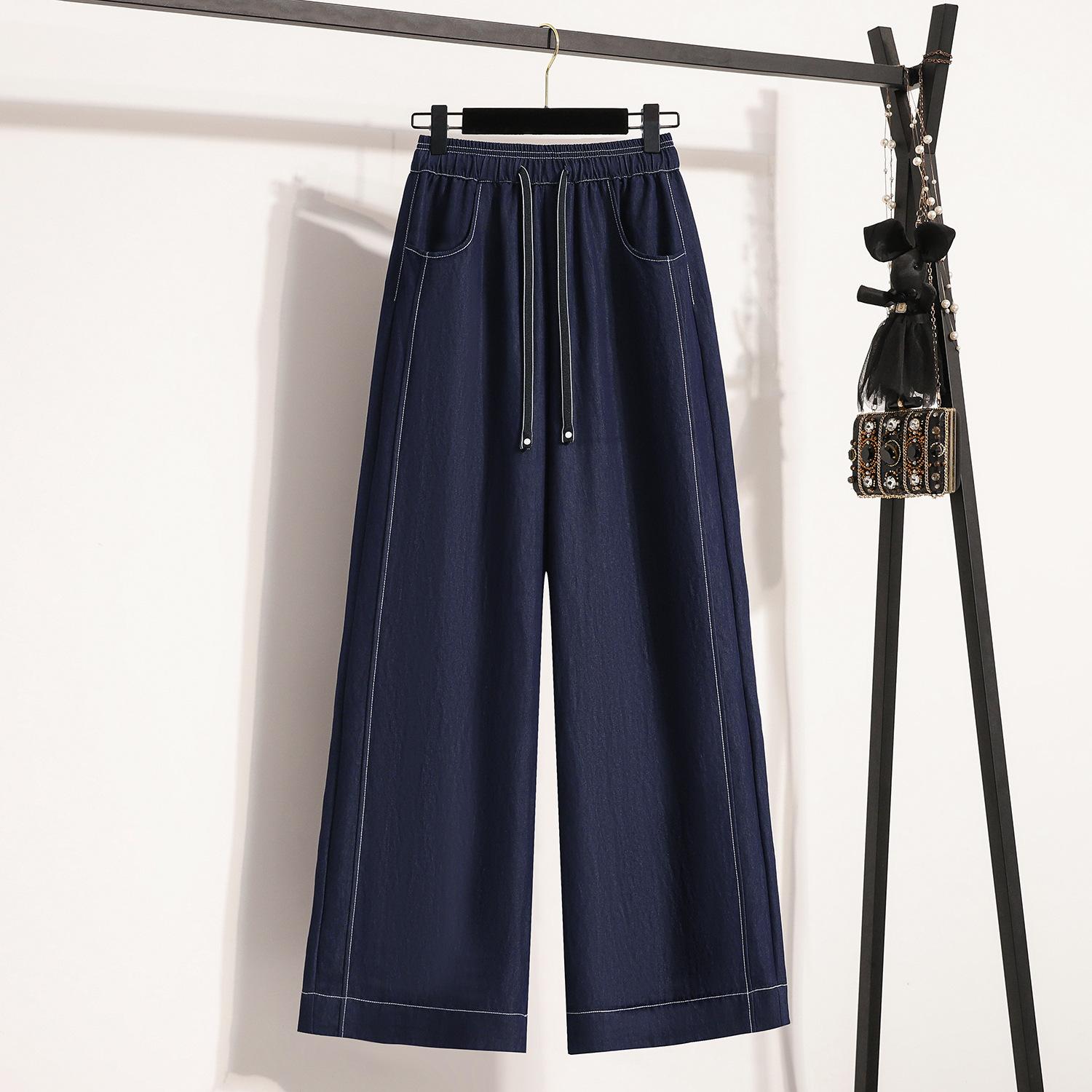 

Летние широкие брюки женские модные универсальные повседневные брюки, не вызывающие раздражения кожи, дышащие брюки 2XL синий