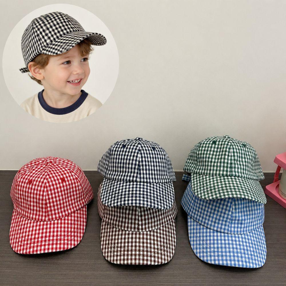 Plaid Pattern Summer Hat Sun Protection Adjustable Children Baseball Cap Lightweight Breathable Peaked Cap Outdoor Beach Travel