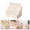 Tiered Display Shelf Wood Tiered Realistic Featured with Functional Drawer for 1/12 Scale Doll House Display Accessories