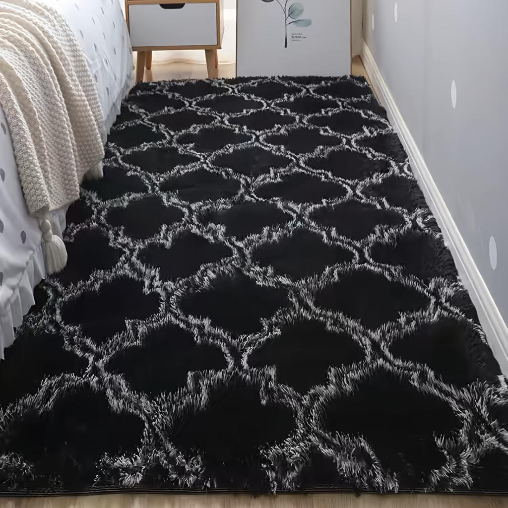 Fluffy Long Pile Area Rug, , Non-Slip, Soft Bedroom Bedside Carpet, Cozy Nordic Style Home Decor for Living Room Sofa or Bay Window