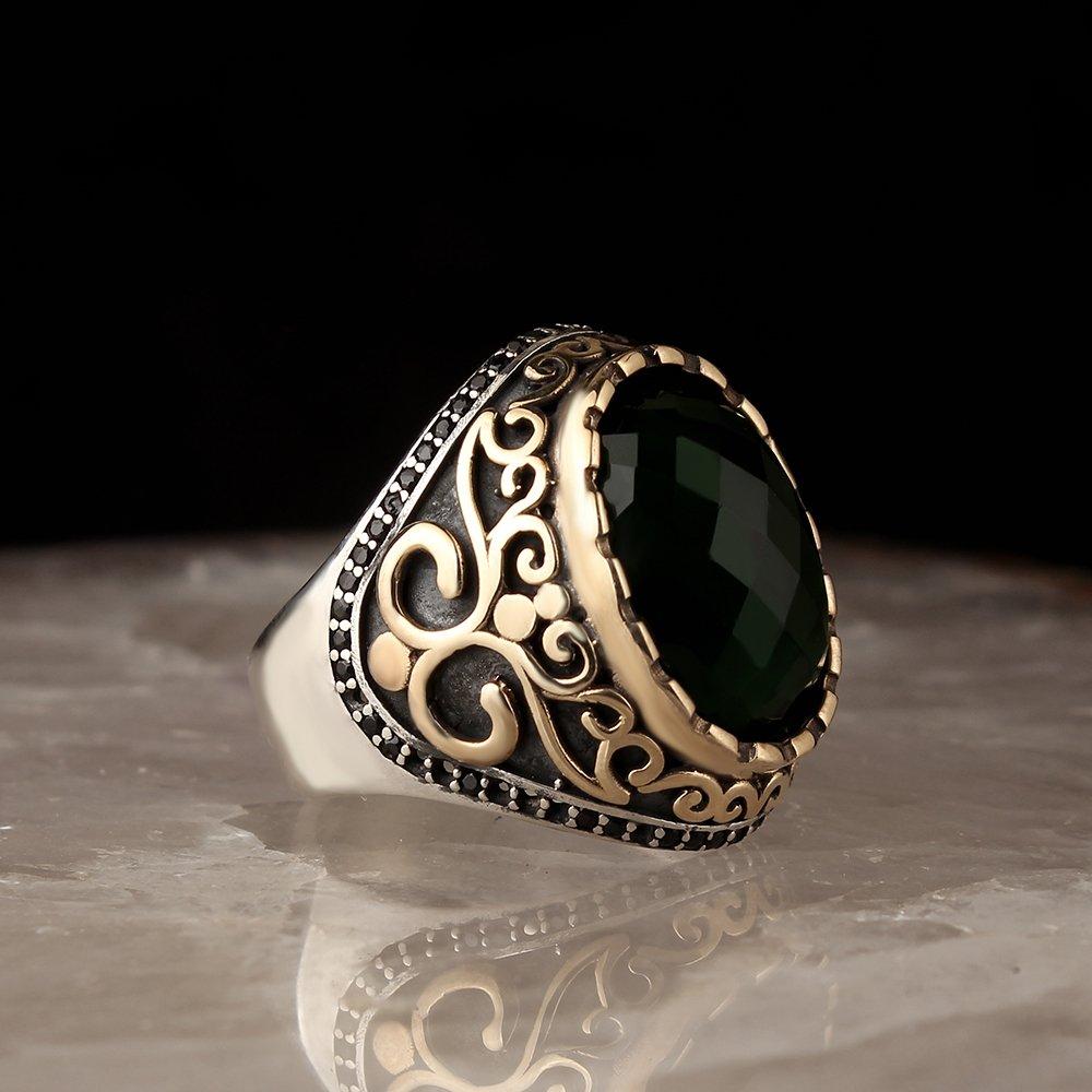 

Ешил Циркон Ташлы 925 Аяр Гюмюш Эркек Юзюк 8