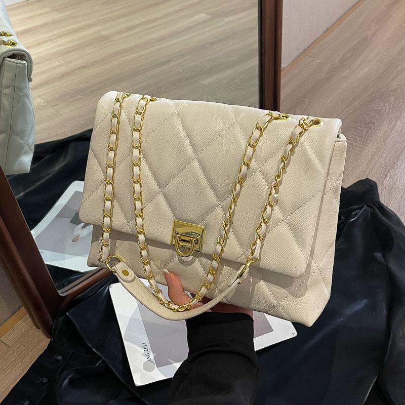 Rhombus Chain Bag Women's Large-capacity New Autumn and Winter Leisure Niche Messenger Bag Work Commuter Bag