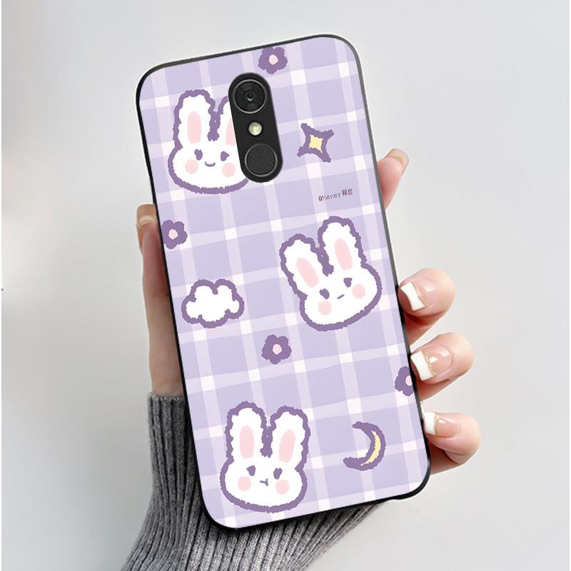 For LG Q7 Plus Q7+ Q7a Phone Case Luxury Cute Love Rabbit Funny Soft Silicone Black TPU Protective Cover For LG q7 LM-Q610 Case