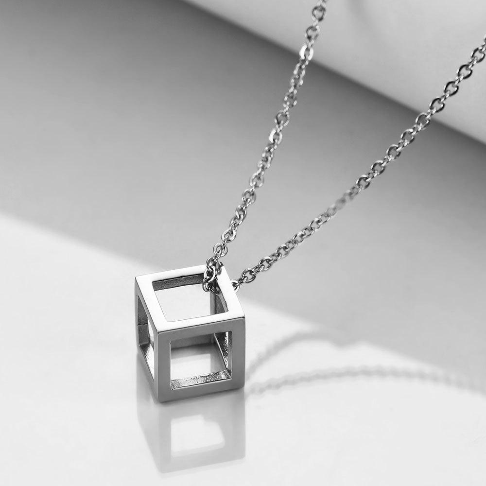 European and American New Product 13MM Fashionable Three-dimensional Hollow Square Rubik's Cube Necklace