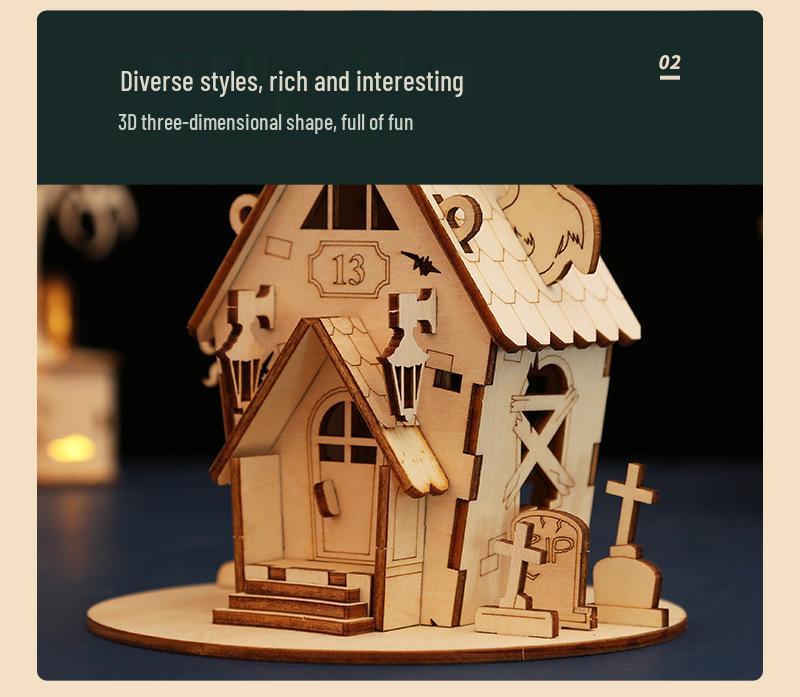 Halloween DIY Ghost Festival Wooden Puzzle - Children's Handmade Educational Toy