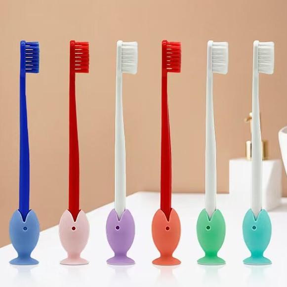 1PCS Punch-free Fish-shaped Toothbrush Holder Suction Cup Travel Wash Set Storage Drain Rack