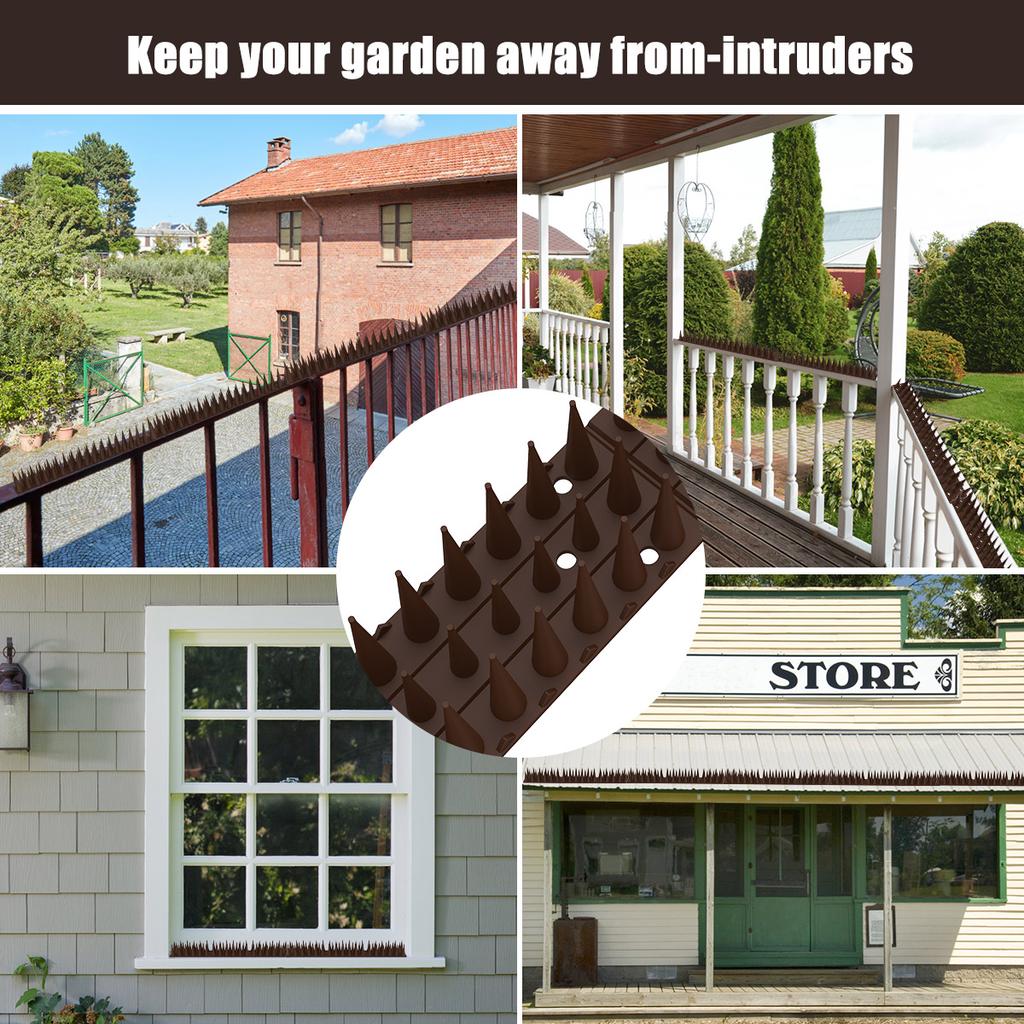 12Pcs Spikes Repeller Cat Mat Bird Repellent Anti Pigeon Deterrent Plastic for Garden Fence Roof Birds Squirrel Spikes