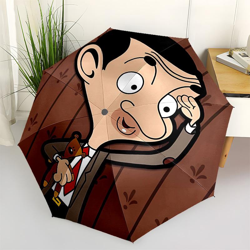 Mr. Bean, Cartoon Automatic Opening and Closing, 8 rib Structure Portable Umbrella, Suitable for Men and Women in All Seasons  Perfect Gift