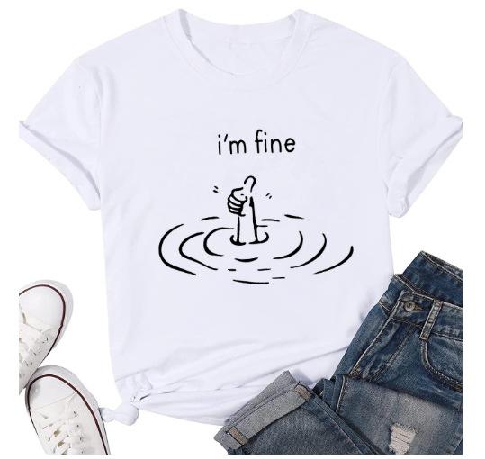  2024 summer hot-selling new fashionable versatile letter pattern printed T-shirts