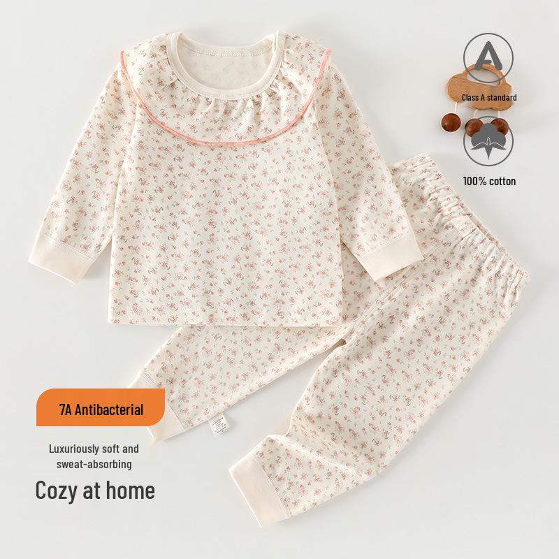 Newborn Pure Cotton Two-Piece Set: Soft Velvet Pullover and Pants for All-Seasons