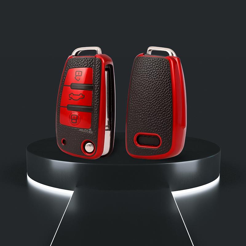 TPU Leather Auto Car Remote Flip Key Case Cover Shell Fob Holder for A4 B7 A6 C6 4f 8v A3 8p A1 A3 Keyless Accessories