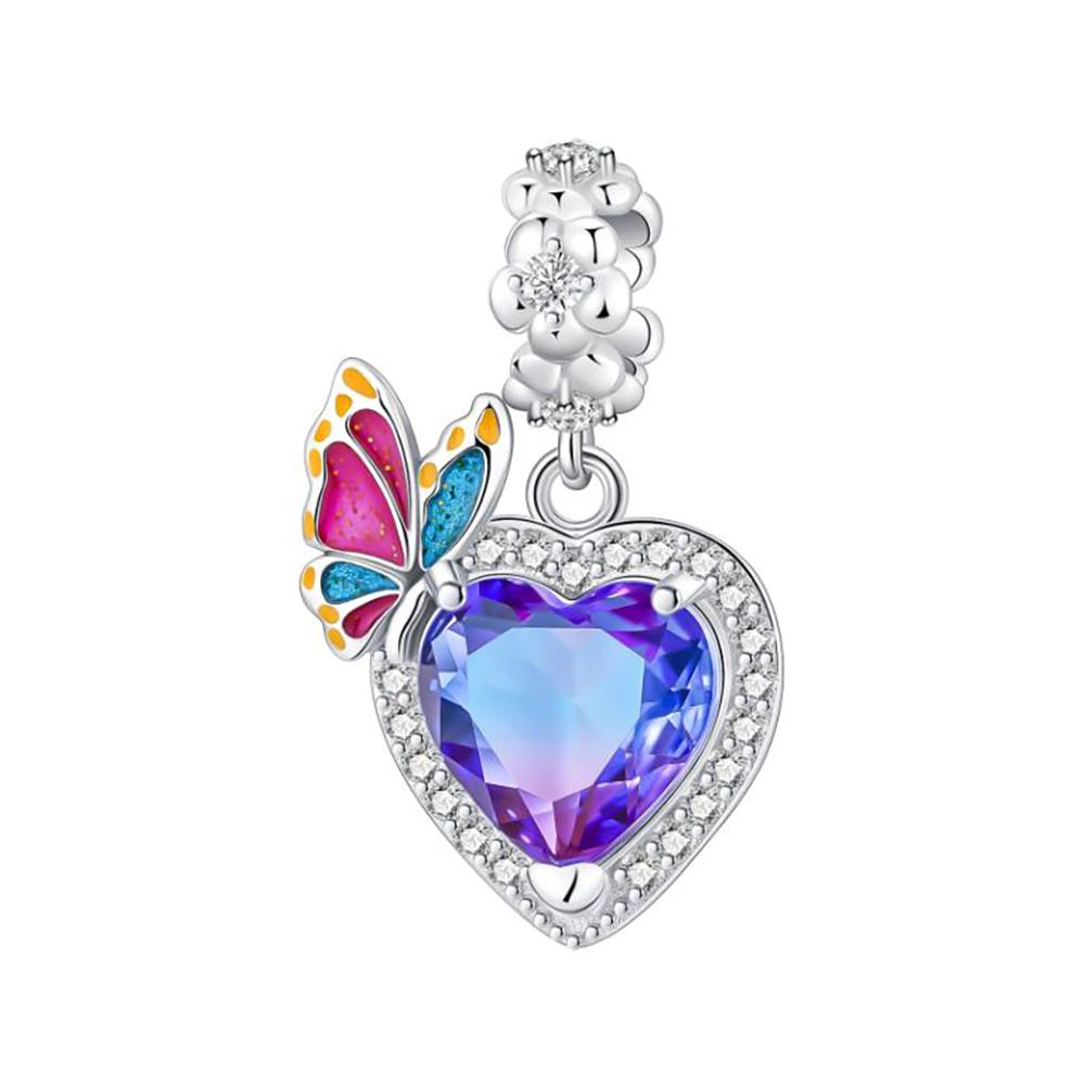 New Sterling Silver Rose Girl Boy Pink Sparkle Spacer Clip bead For Original  Bracelet Charm Jewelry For Women